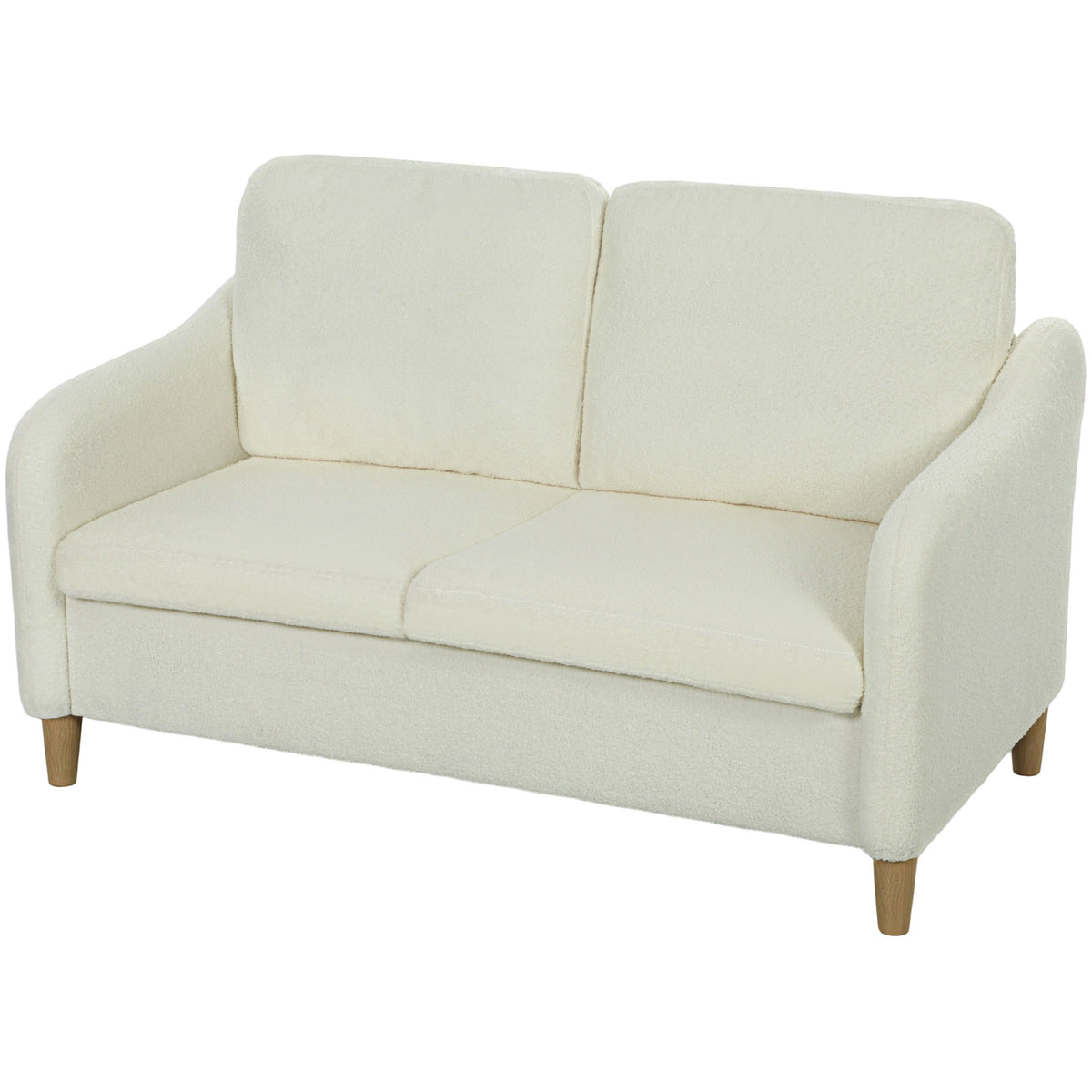 Sofa 2 Sitzer kleine Couch mit Sherpa-Fleece-Optik 137 cm f¨¹r Wohnzimmer Cremewei?