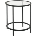 Runder Beistelltisch mit Glasplatte und Metallrahmen, kleiner Kaffeetisch f¨¹r Wohnzimmer, Schlafzimmer, Schwarz