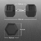 2x15KG Rubber Hex Dumbbell Portable Hand Weights Dumbbell Home Gym