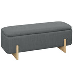 Hocker mit Stauraum, Sitzbank mit Schaumstoffpolsterung, Leinenimitat, 111 x 44 x 44,5 cm, Dunkelgrau