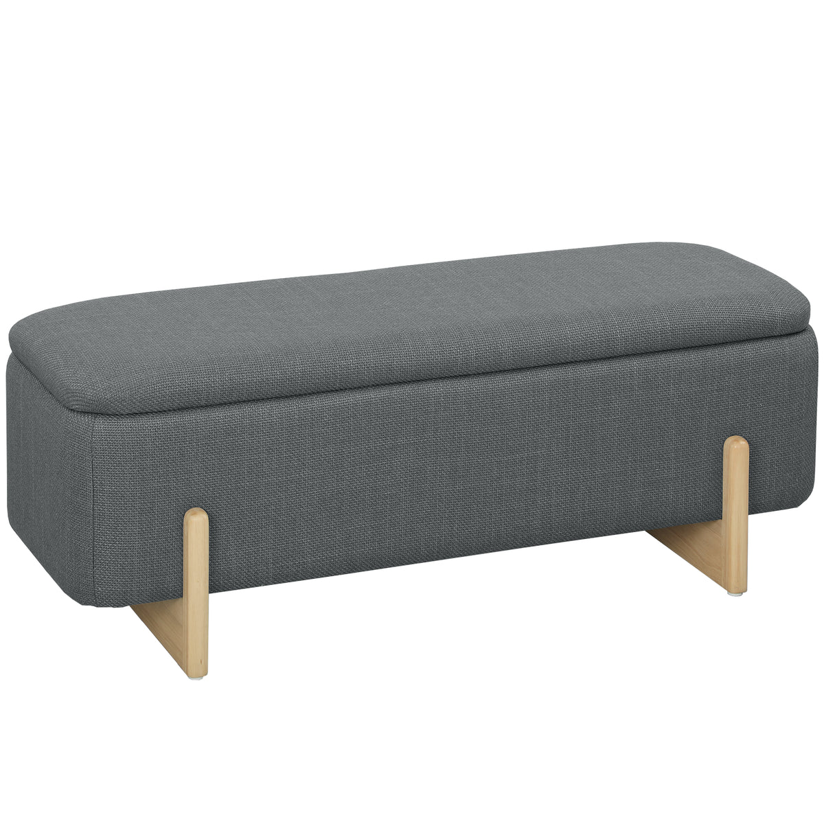 Hocker mit Stauraum, Sitzbank mit Schaumstoffpolsterung, Leinenimitat, 111 x 44 x 44,5 cm, Dunkelgrau