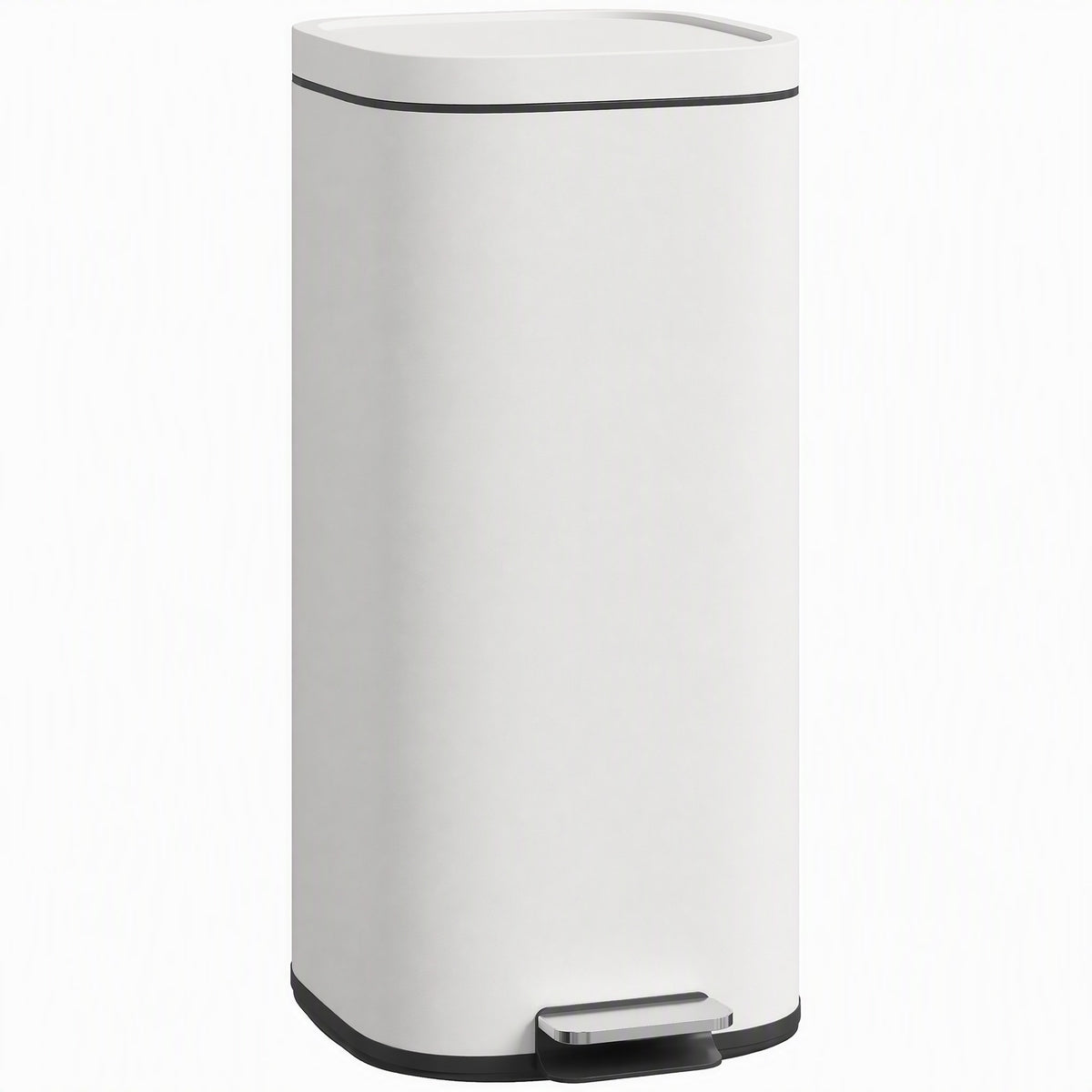 30L Kitchen Bin, Compact Pedal Bin with Soft-Close and Stay-Open Lid, Removable Bucket for Kitchen, Home, Office, Cream