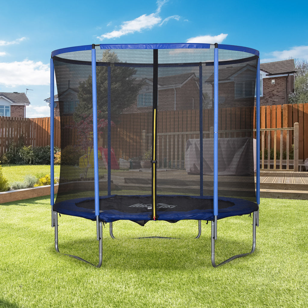 Trampolin mit Sicherheitsnetz Gartentrampolin f¨¹r Innen- und Au?enbereich Fitnesstrampolin f¨¹r Jugendliche und Erwachsene Stahl Blau+Schwarz bis 113,6 kg ?244 x 240H cm