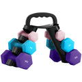 Dumbbells Set with Storage Rack, 2 x 1kg, 2 x 3kg, 2 x 5kg, Pink