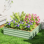 Square Raised Garden Bed Box with Weatherized Steel Frame for Vegetables, Flowers, & Herbs, 120 x 120 x 30cm, Light Green