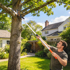 2-in-1 Astsäge mit integrierter Astschere Baumsäge mit Teleskopstiel 135/172/199 cm für hohe Äste Orange