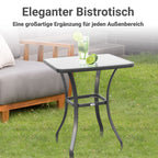  Gartentisch Bistrotisch Glastisch Hartglas+Metall Schwarz L68,5xB68,5xH84cm