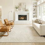 Modern Geometric Rug, Thick Plush, Non-Slip, 200 x 140 cm ¨C Cream, Living Room/Bedroom/Office
