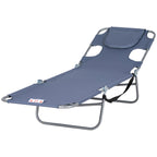 5-Position Adjustable Sun Lounger with Reading Hole and Side Pocket, Grey