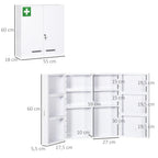 Medizinschrank, 6 Innenf?cher, abschlie?bar, 2 T¨¹ren, stabiles Stahlgeh?use, wei?, 55 x 18 x 60 cm