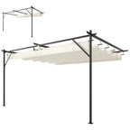 Terrassendach Pergola ca. 4x3m Terrassenüberdachung mit Verstellbares Dach, Wandmontage UV 30+ Cremeweiß