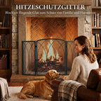Kaminschutzgitter, 3-Teilige Faltbarer Funkenschutz 122 x 75 cm