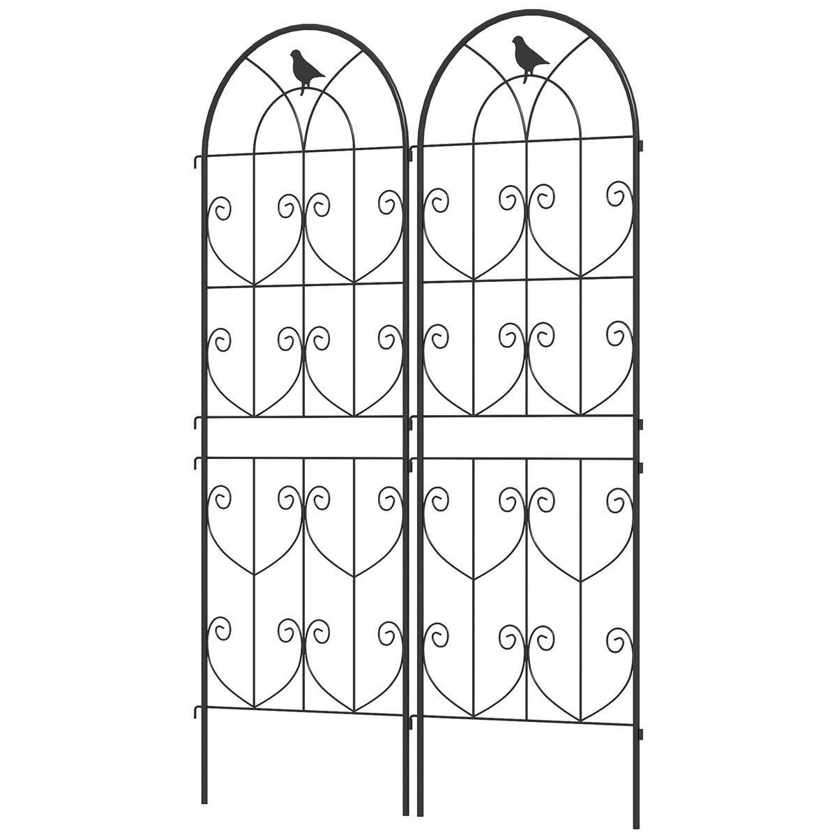 Set of 2 Garden Trellis, Metal Fence Panels for Climbing Outdoor Plants, Flowers, 150 x 50cm