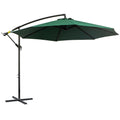 3(m) Garden Banana Parasol Hanging Cantilever Umbrella with Crank Handle, 8 Ribs and Cross Base for Outdoor, Sun Shade, Dark Green