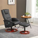 Massagesessel, mit Fu?hocker, 10 Massagepunkte, Liegefunktion, drehbarer Sitz, Schwarz, 73 x 83 x 106cm