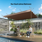 Retractable Pergola Cover, 3.5 x 2.6 m Replacement Canopy Fabric for 4 x 3 m Frame, Roof Top Only, Brown
