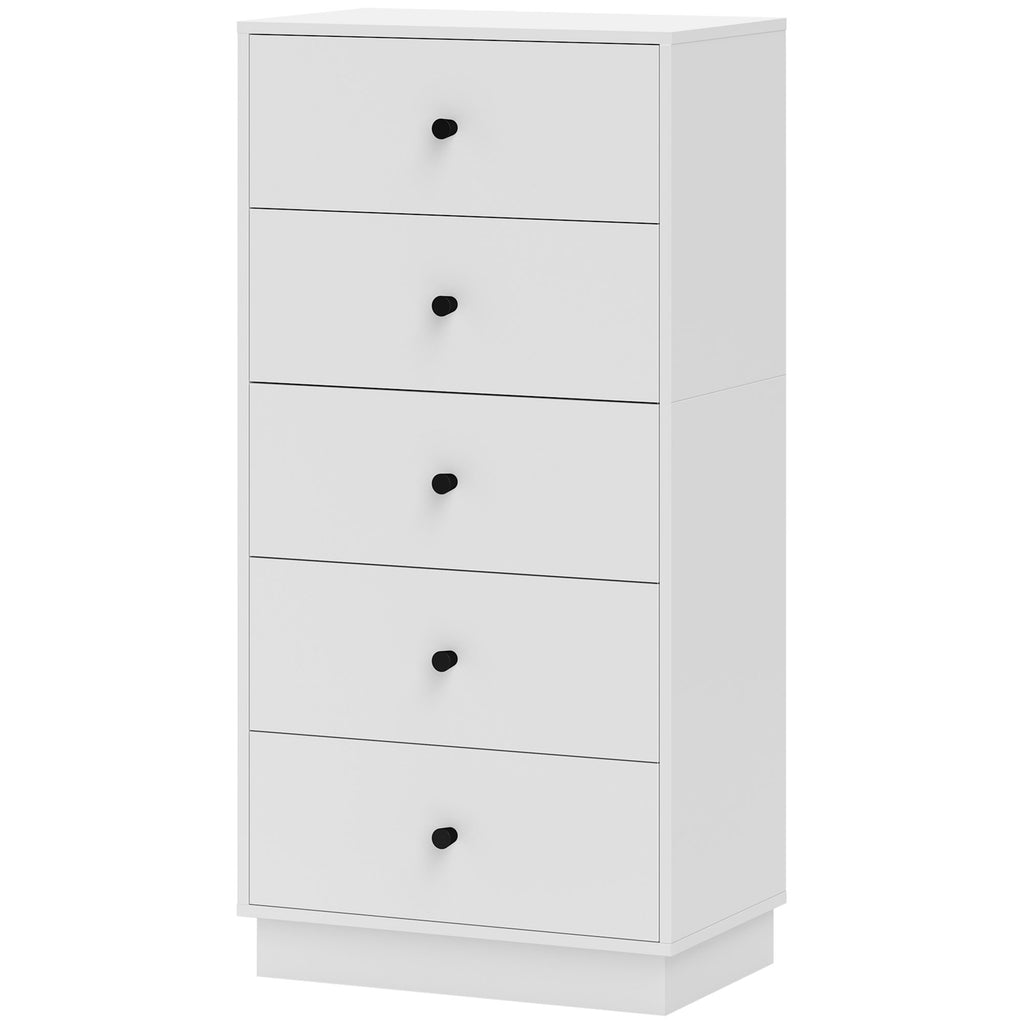 Kommode Sideboard mit 5 Schubladen Schrank aus Holzwerkstoff im Modern Stil 47 x 29 x 95 cm Wei?