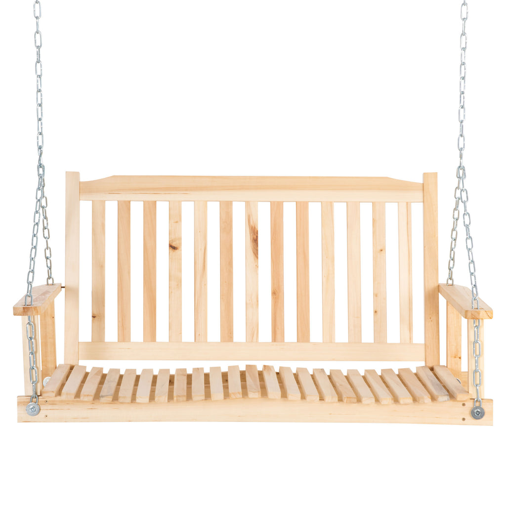 Gartenschaukel für 2 Personen Schaukelbank Hängebank Massivholz Patio Terrasse Hinterhof Natur 117 x 69 x 60 cm