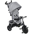 6 in 1 Kids Trike with Parent Handle, Canopy, 5-point Seat Belt, Storage, Footrest, Brake, for 1-5 Years, Grey