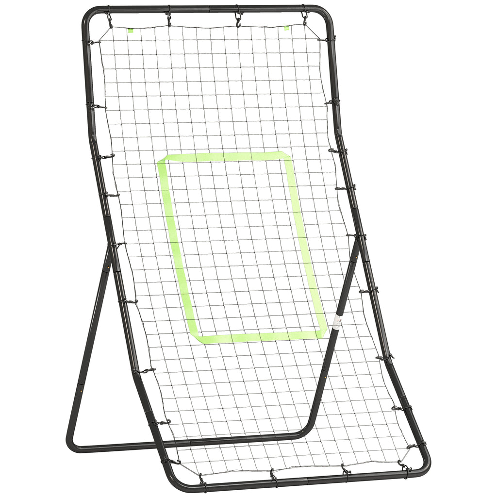 Kickback Rebounder Tor 75x126cm, Rückprallwand aus Stahl und PE, Trainingshilfe für Fußball, Schwarz 