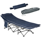 Campingbett, klappbares Feldbett mit Kopfkissen, 188 x 64,5 x 53 cm, Dunkelblau