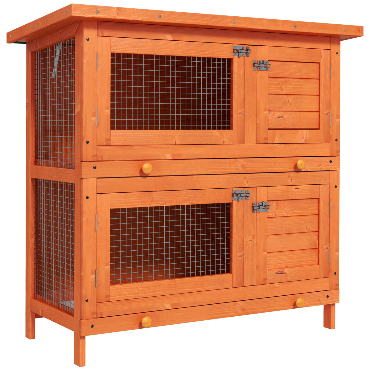 Rabbit Hutch Outdoor Guinea Pig Hutch Wooden Duck House Pet Cage with Opening Roof, 90 x 45 x 90cm