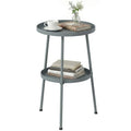 Beistelltisch Ø36 cm, Balkontisch aus Metall Esstisch Outdoor, rund Terrassentisch für Garten Terrasse Balkon Dunkelgrau