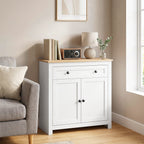 Sideboard Küchenschrank mit Schublade, Doppeltür, Verstellbarer Einlegeboden, für Wohnzimmer, 78,5 x 35 x 80 cm Weiß