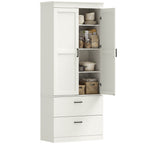 Küchenschrank, Hochschrank 2 Schubladen 75x39x178 cm Cremeweiß
