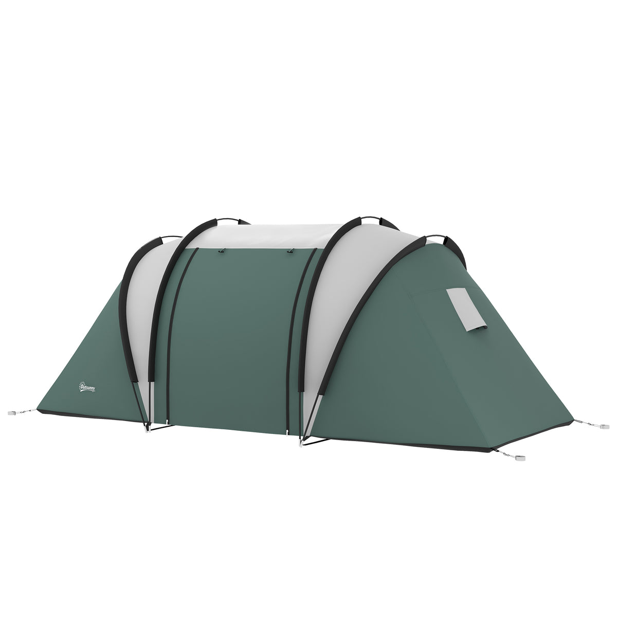 Two-Man Tent, with Bedrooms, Living Room and Canopy - Dark Green
