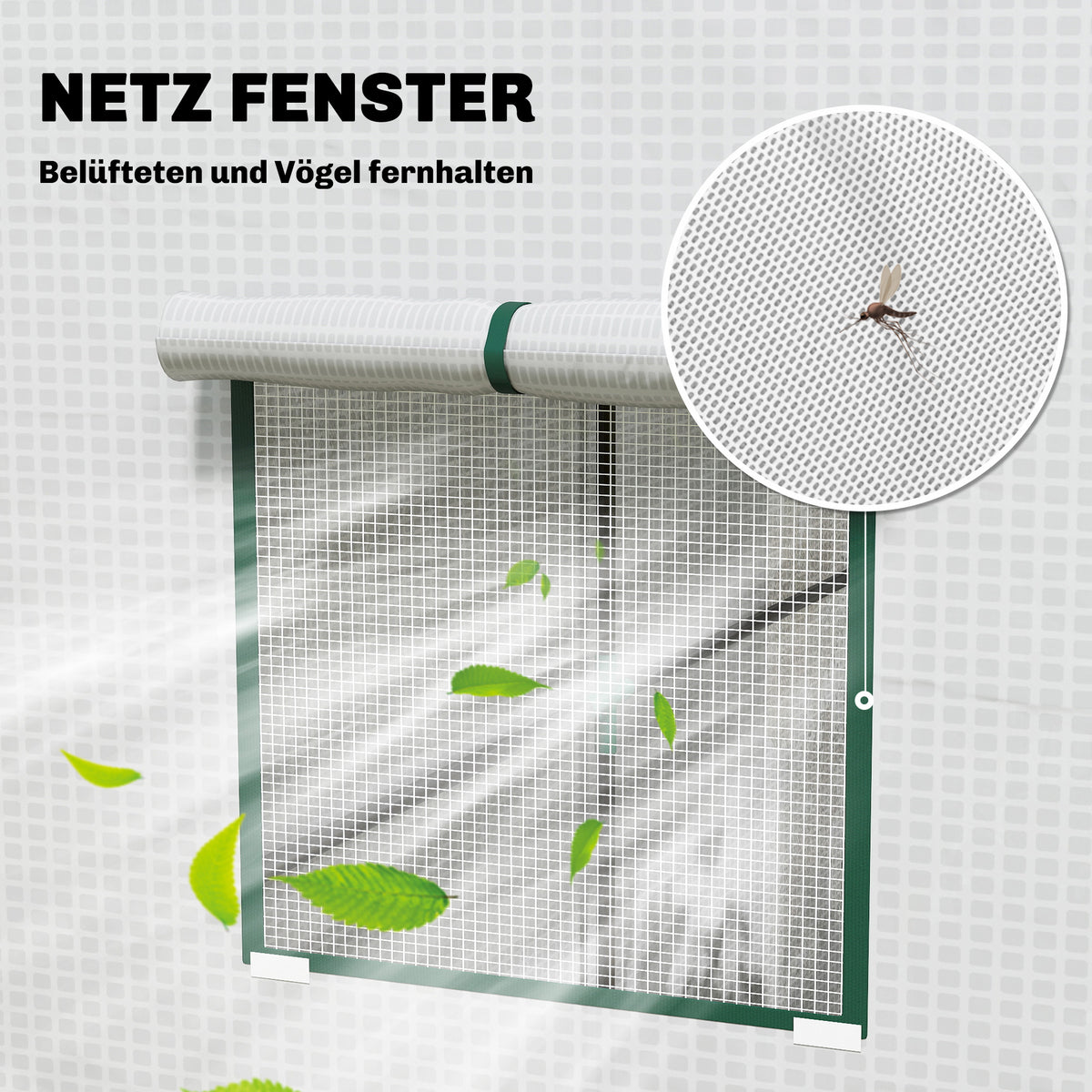 Tomatengewächshaus Rolltor Netzfenster 196 x 77 x 197 cm Weiß
