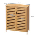 Badezimmerschrank, Bambusschrank mit Lamellendesign f¨¹r Badezimmer, Flur, kompakte Gr??e, viel Stauraum, Naturholz
