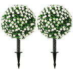 Artificial Rose Topiary UV Resistant, 2-Pack Fake Plants, 55 cm, White