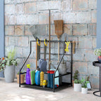 Garden Tool Storage Rack, 3-Tier Garden Tool Rack with 11 Hooks for Long-Handled, Broom, Shovel, Rake, Holds 20 Tools