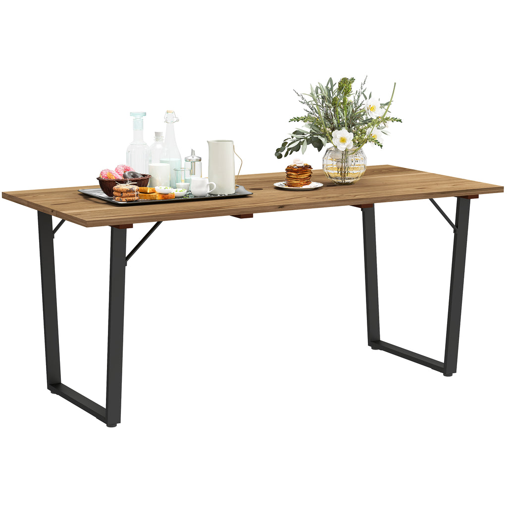Gartentisch Holz 175x80 cm Wetterfest Balkontisch mit Schirmloch Buffettisch für 6 Personen Braun