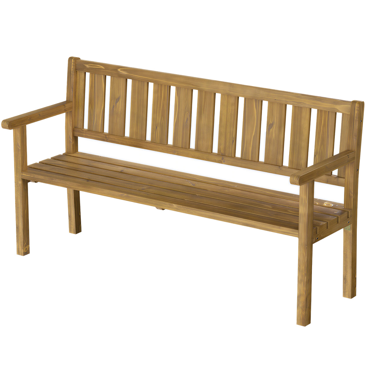 Gartenbank 3-Sitzer Wetterfest Holzbank mit Rückenlehne Armlehnen, Holz Sitzbank 360 kg belastbar Teak
