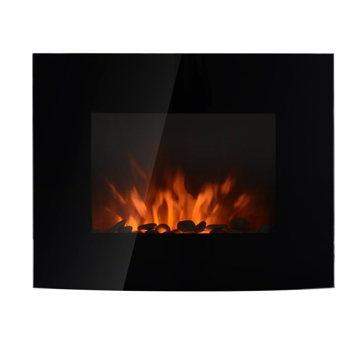 Elektrokamin mit Heizung, elektrischer Kamin mit 3D Flammeneffekt, 7 Flammenfarben, 900/1800 W, Wandkamin mit Timer, Dekokamin mit Fernbedienung, Schwarz, 65 cm