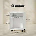 Druckerständer Druckertisch mit 2 offenem Regal feststellbaren Rollen für Büro Zuhause Fax Scanner 40 x 35 x 56 cm Weiß