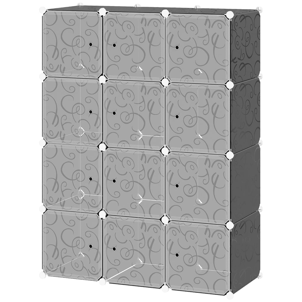 DIY Kleiderschrank Regalsystem mit 2 große und 9 kleinen Würfeln DIY-Würfelregal, Schuhregal, Aufbewahrungsregal für Büchern Spielzeug Schwarz 111 x 47 x 145 cm