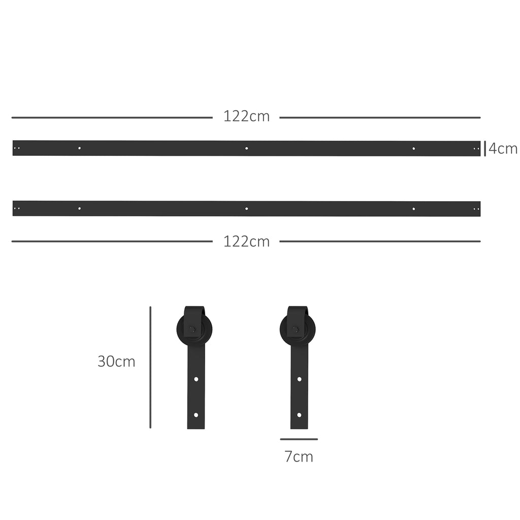 Schiebet¨¹r-Bausatz, leise & leichtg?ngig, f¨¹r Holz- & Zementw?nde, 244cm, Stahl, Schwarz