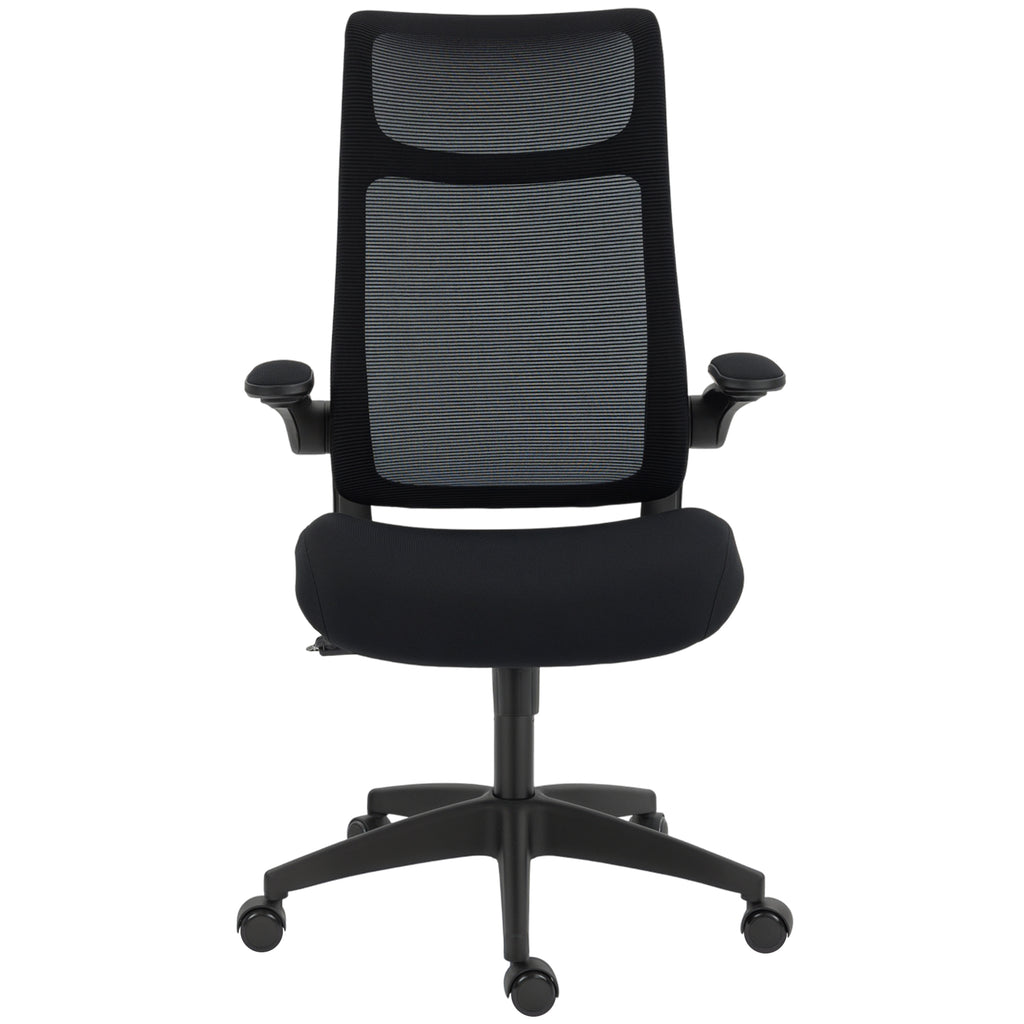 Ergonomischer B¨¹rostuhl mit 3D-Armlehnen, Netzstoffr¨¹cken, S-f?rmige R¨¹ckenlehne, Kopfst¨¹tze, Kippfunktion, Schwarz