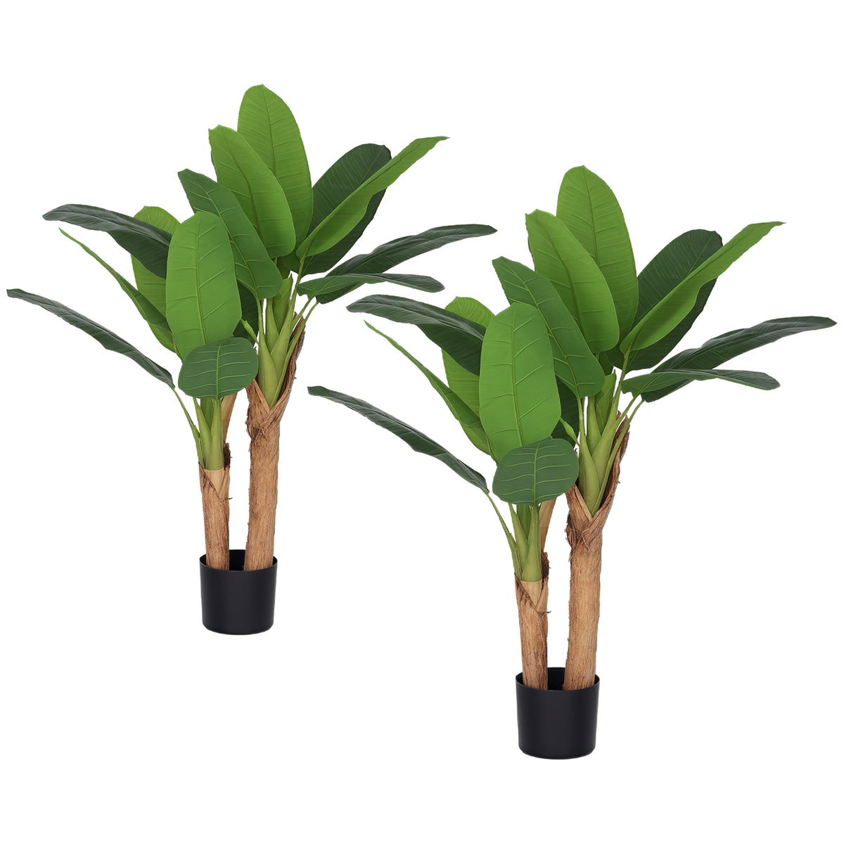 Kunstpflanze, k¨¹nstlicher Baum, 2er-Set, nat¨¹rlicher Look, Kunststoff, Topf, Gr¨¹n