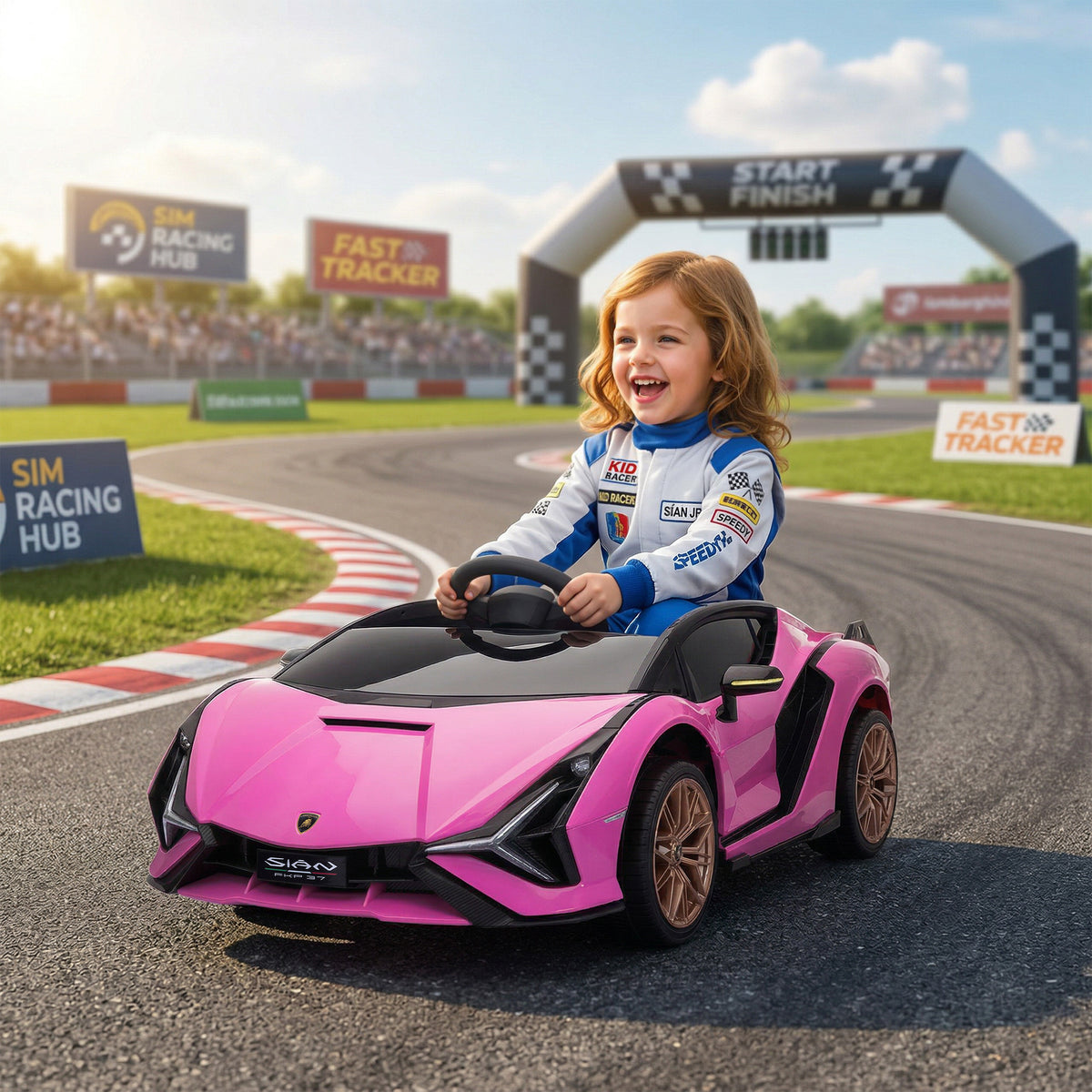 Kinder-Elektroauto, Lamborghini, 3-5 km/h, Fernsteuerung, für 3-5 Jahre, Rosa