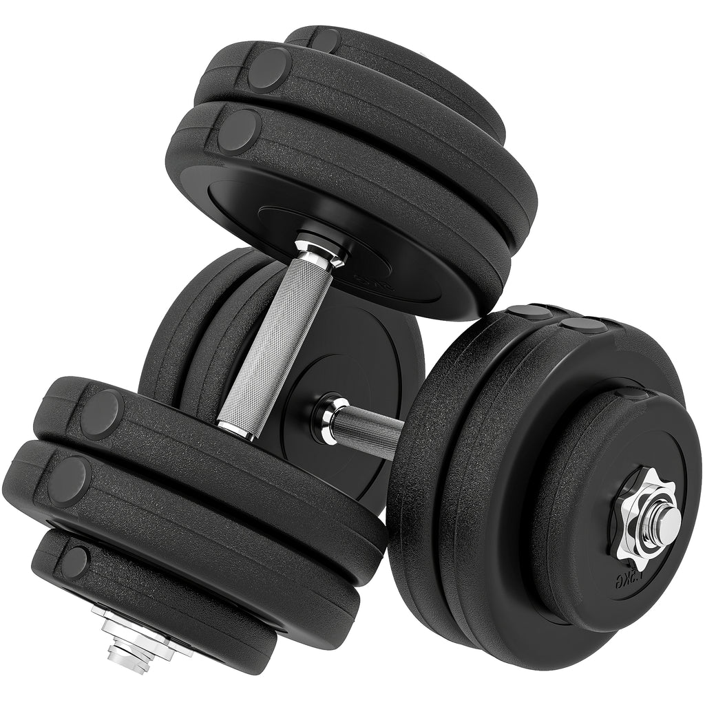 Kurzhantel-Set 8 x 5 kg, 4 x 1,5 Hantelscheiben mit Kunststoffhülle, bodenschonend, Schwarz