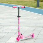Kids Scooter, with Lights, Music, Adjustable Height, Foldable Frame, for Ages 3-7 Years - Pink