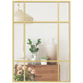 Wandspiegel, dekorativer Spiegel mit Metallrahmen, goldene Streifen, Mehrschichtglas, 50B x 2T x 70H cm