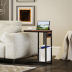 Beistelltisch mit Steckdosen, USB-Anschl¨¹ssen, Kabel, C-f?rmiges Design