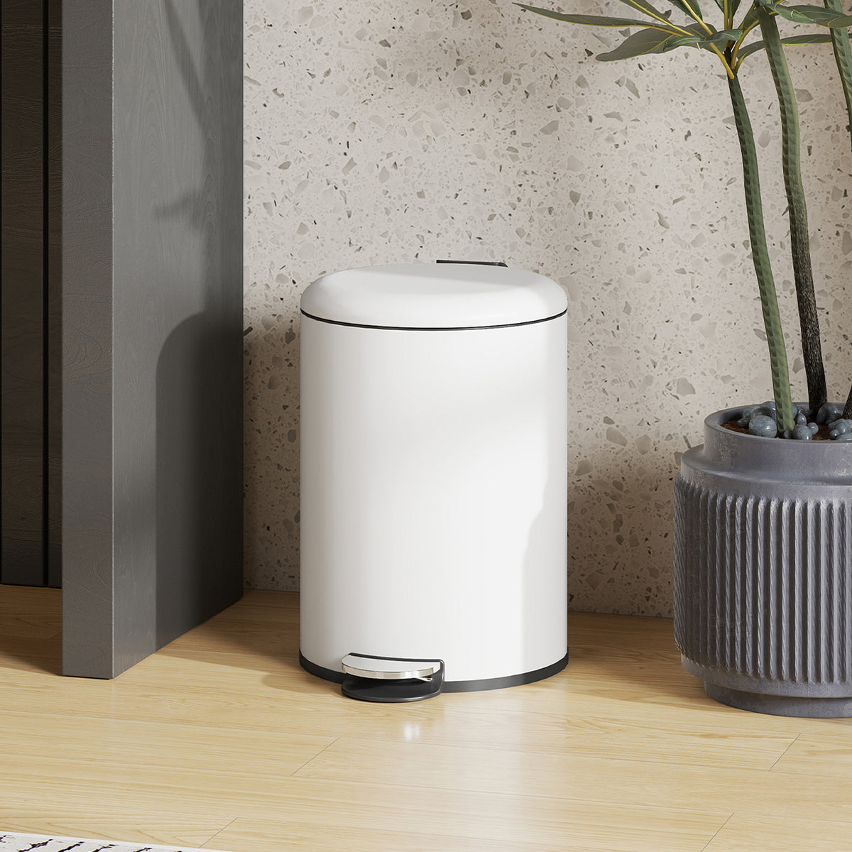 M¨¹lleimer 20L, mit Pedal, Inneneimer, fingerabdrucksicher, leises Schlie?en, Cremewei?