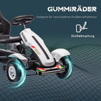 Gokart Tretauto mit Handbremse, verstellbarem Sitz, Vor- und Rückwärtsgang, bis 50kg für Kinder 5-12 Jahren Weiß