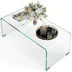 Stabiler Couchtisch aus Glas, einteiliges Design, schlicht und modern, 80 x 45 x 35 cm, Transparent